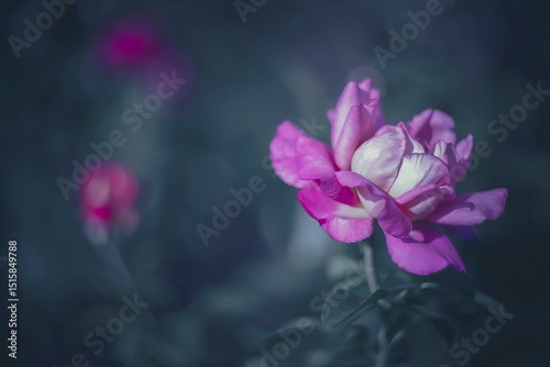 Rose flower background. Defocused nature- soft focus lights. Gardener bloom- bokeh blossoming