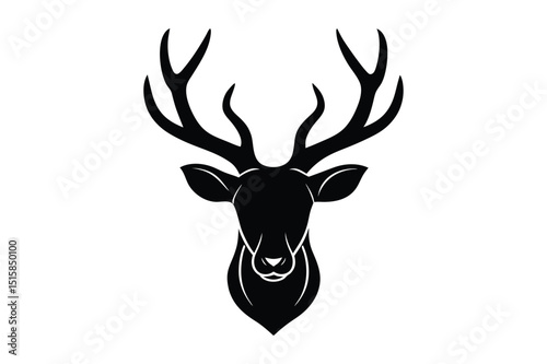 Decorative deer head silhouette ideal for logos and rustic wall art
