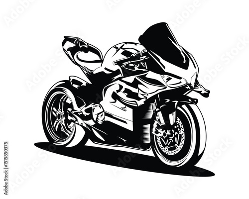 Black and white motorcycle superbike vector illustration