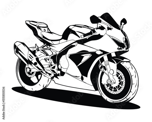 Black and white motorcycle superbike vector illustration