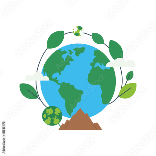 Earth Day Concept Image with Planet and Eco Elements