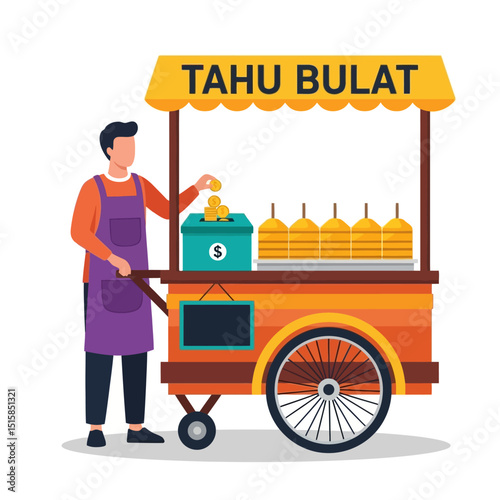 Person Operating Food Cart Putting Money in Donation Box