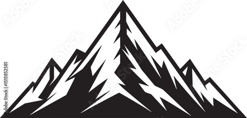 Mountain Silhouette Vector – Black and White Nature Peak Illustration