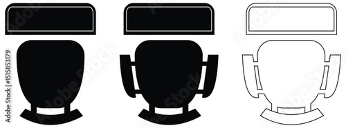 Table and chairs icon. Outline icon with editable stroke. Linear symbol of the furniture and interior with. Arm chair and table icon. Top View. Vector Illustration