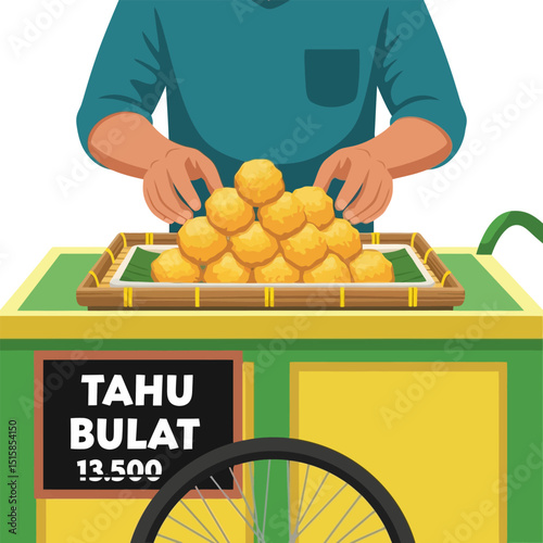 Preparing Fresh Fried Tofu Balls From Mobile Food Cart Vendor