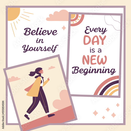 Daily affirmation cards with trendy typography
