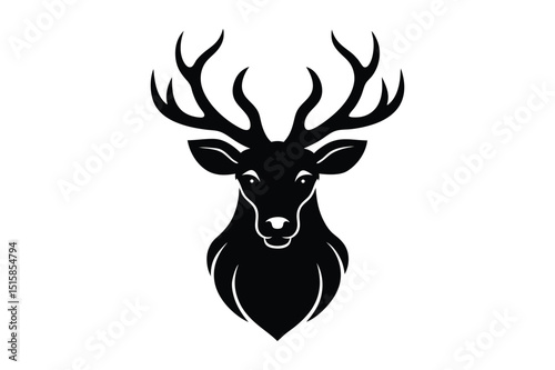 Wildlife themed deer head silhouette for outdoor design or apparel