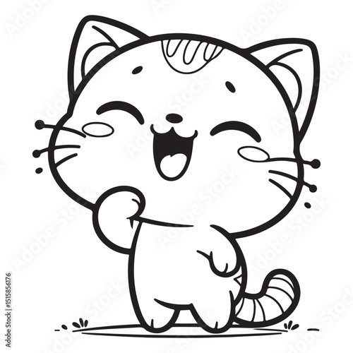 Cute laughing cats, vector image suitable for coloring books