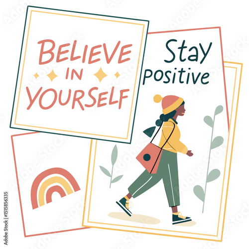 Daily affirmation cards with trendy typography