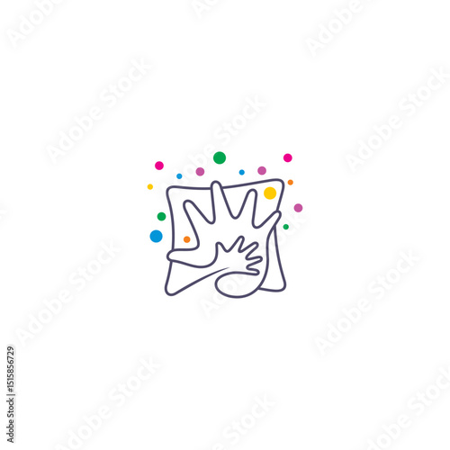Wallpaper Mural abstract hand care logo with colorful bubbles in linear design style Torontodigital.ca