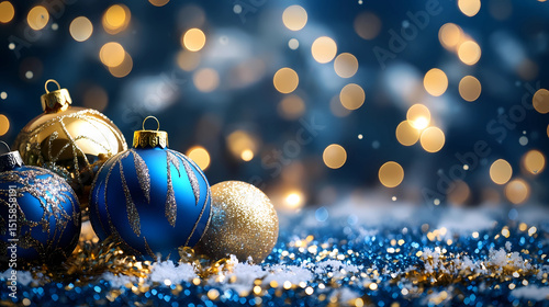 Blue and gold Abstract background and bokeh on New Year's Eve. 