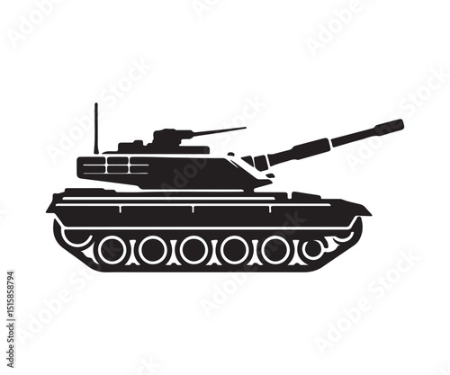 Military Tank Silhouette – Army Vehicle Vector Illustration