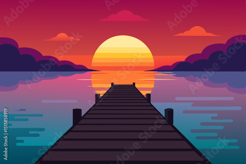 Serene Sunset A Tranquil Dockside View at Dusk