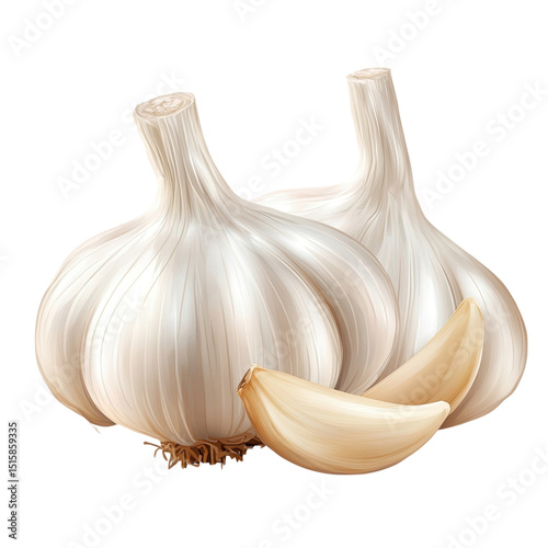 Garlic Twins Culinary Vector Delight on Black Backdrop.