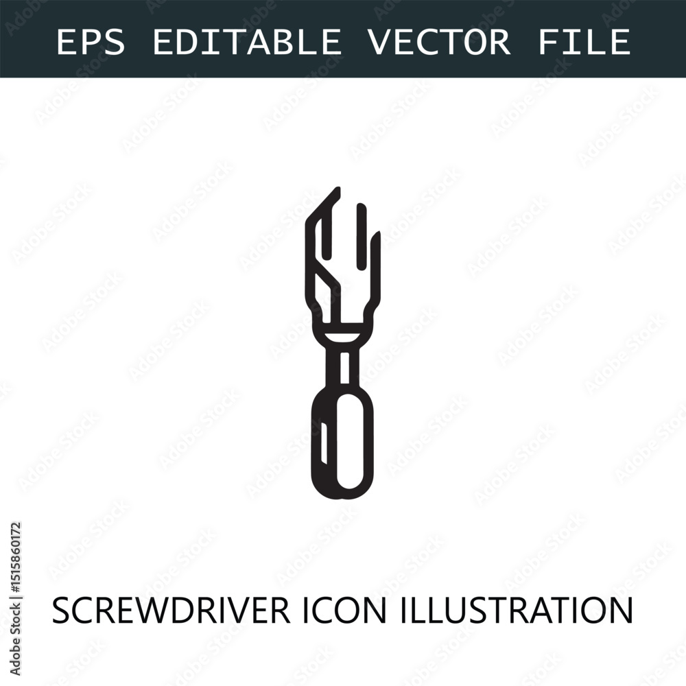 Fototapeta premium Screwdriver Icon Logo Vector Image in Black and White