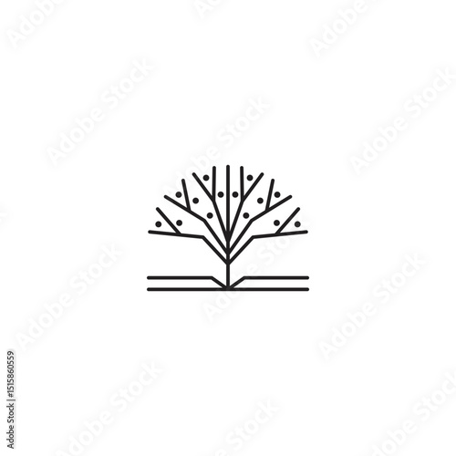 tree logo in minimalist line art design style