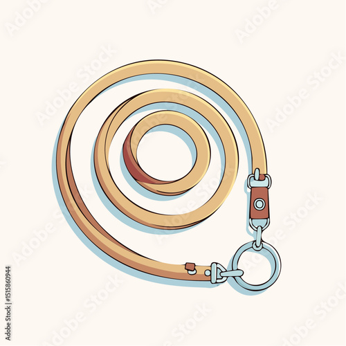 A clean top-view dog leash with clasp and padded handle in soft tones