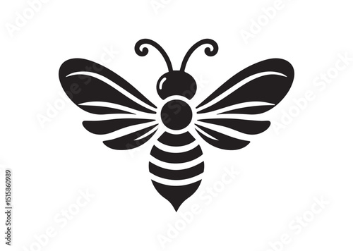 Lovely simple design of a Black Bee Silhouette Vector