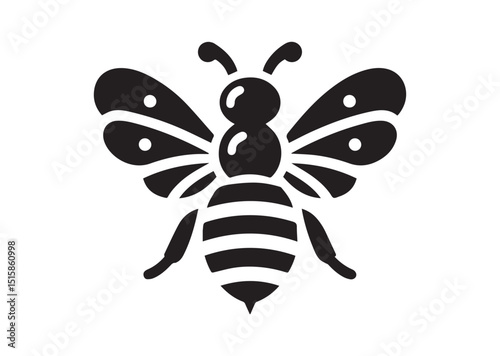 Lovely simple design of a Black Bee Silhouette Vector