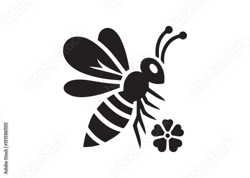 Lovely simple design of a Black Bee Silhouette Vector