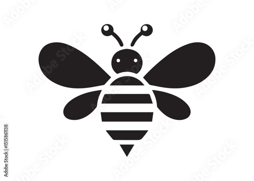 Lovely simple design of a Black Bee Silhouette Vector