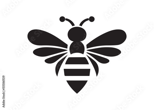 Lovely simple design of a Black Bee Silhouette Vector