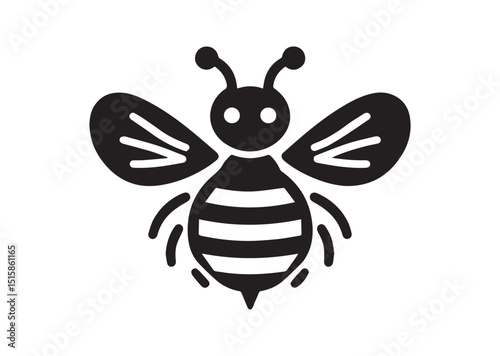 Lovely simple design of a Black Bee Silhouette Vector