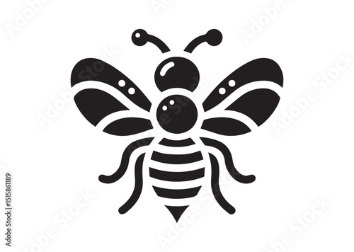 Lovely simple design of a Black Bee Silhouette Vector