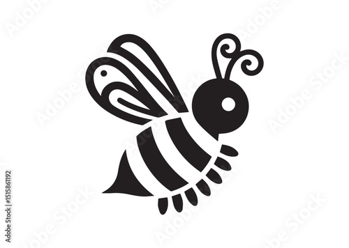 Lovely simple design of a Black Bee Silhouette Vector