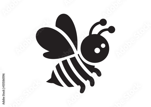 Lovely simple design of a Black Bee Silhouette Vector