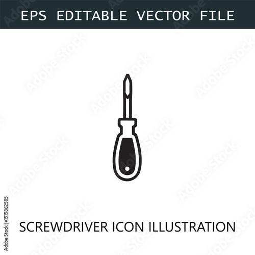 Screwdriver Icon Logo Vector Image in Black and White