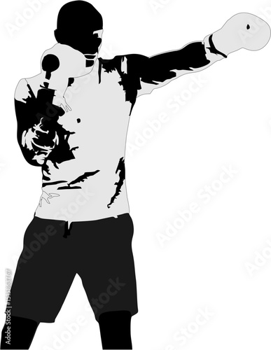 Silhouette of a male boxer boxing