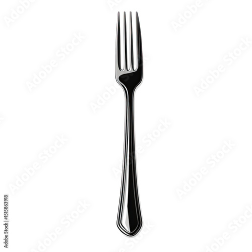 Gleaming Silver Fork Isolated Utensil on Black with Dining  Cuisine.