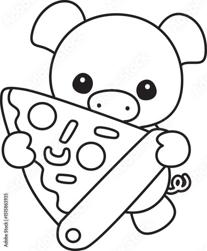Outline of Funny pig in activities elements.
