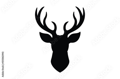 Clean and sharp deer head silhouette design for modern graphic use