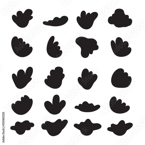 Simple black abstract shape collection for design elements and decorative usage on white background