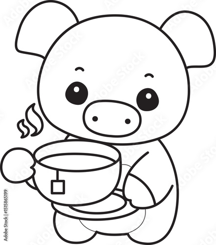 Outline of Funny pig in activities elements.