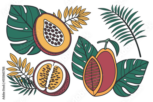 set of different fruits