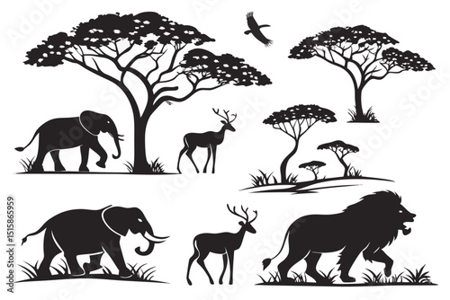 wild animals silhouettes