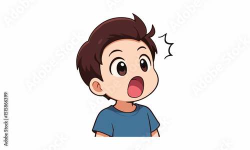 Cute boy with shocked expression cartoon illustration