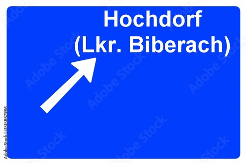 Illustration eines Autobahn-Ausfahrtschildes mit der Beschriftung 