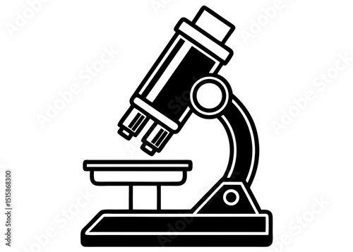 Black and White Illustration of a Compound Microscope