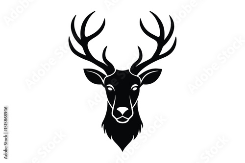 Black deer head silhouette illustration for rustic wall art and nature lovers