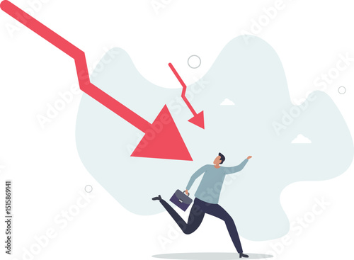 Business failure, economic recession or investment loss or stock market falling down, crisis or crash, investing risk or depression concept. character life .