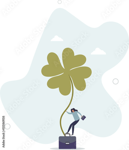 Luck for success, blessing for work opportunity, fortune or chance, good luck or happiness concept. character life .