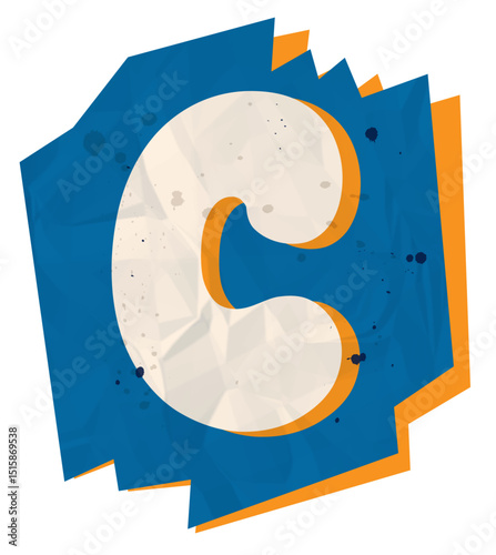 Letter c, Ransom Paper Texture Scrapbook Cutout Alphabet 