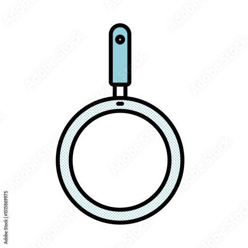 白背景のシンプルなフライパンのベクターイラスト｜調理器具,取っ手付き,料理道具,キッチンツール,クッキング