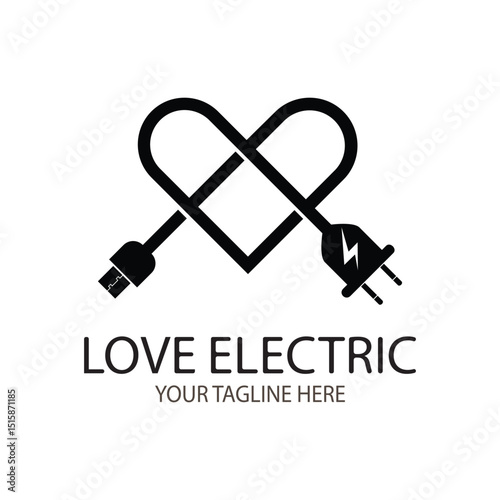 Love shaped electrical logo design template