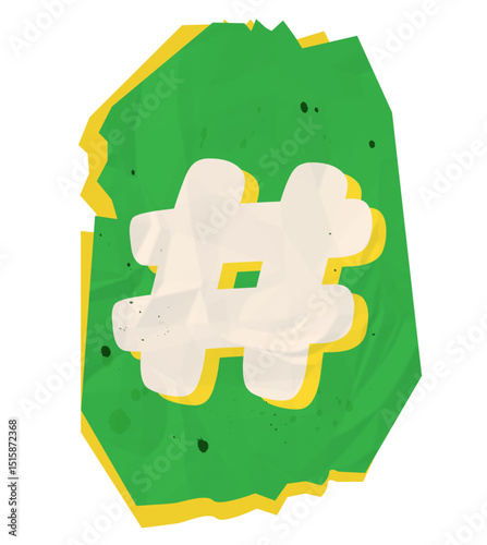 Hashtag, Ransom Paper Texture Scrapbook Cutout Alphabet 