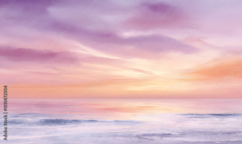 Fototapeta premium sunset over the ocean in watercolor style. generative ai